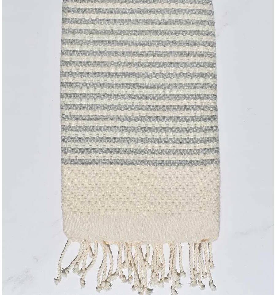 FOUTA rayas nido de abeja 1 cm raya gris ratón 