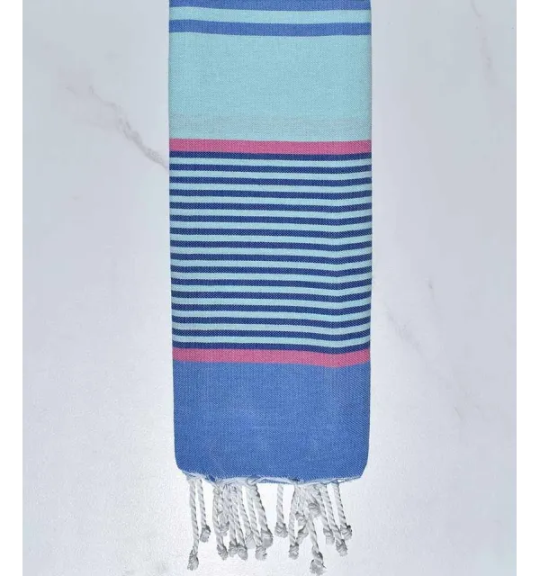 toalla de playa para niños Azur mist, rosa, azul aciano y azul Fouta Tunisia - 1