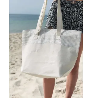 bolsa de playa Toalla de playa color crudo con lurex plata Fouta Tunisia - 1 2