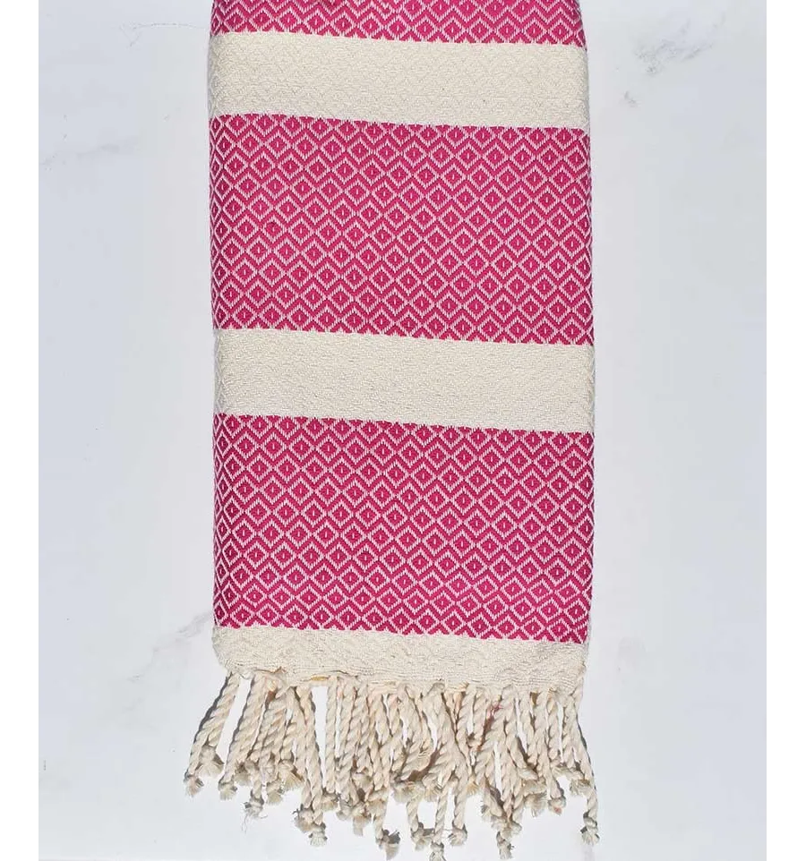 Toalla de playa chevron Rosa fucsia Fouta Tunisia - 1