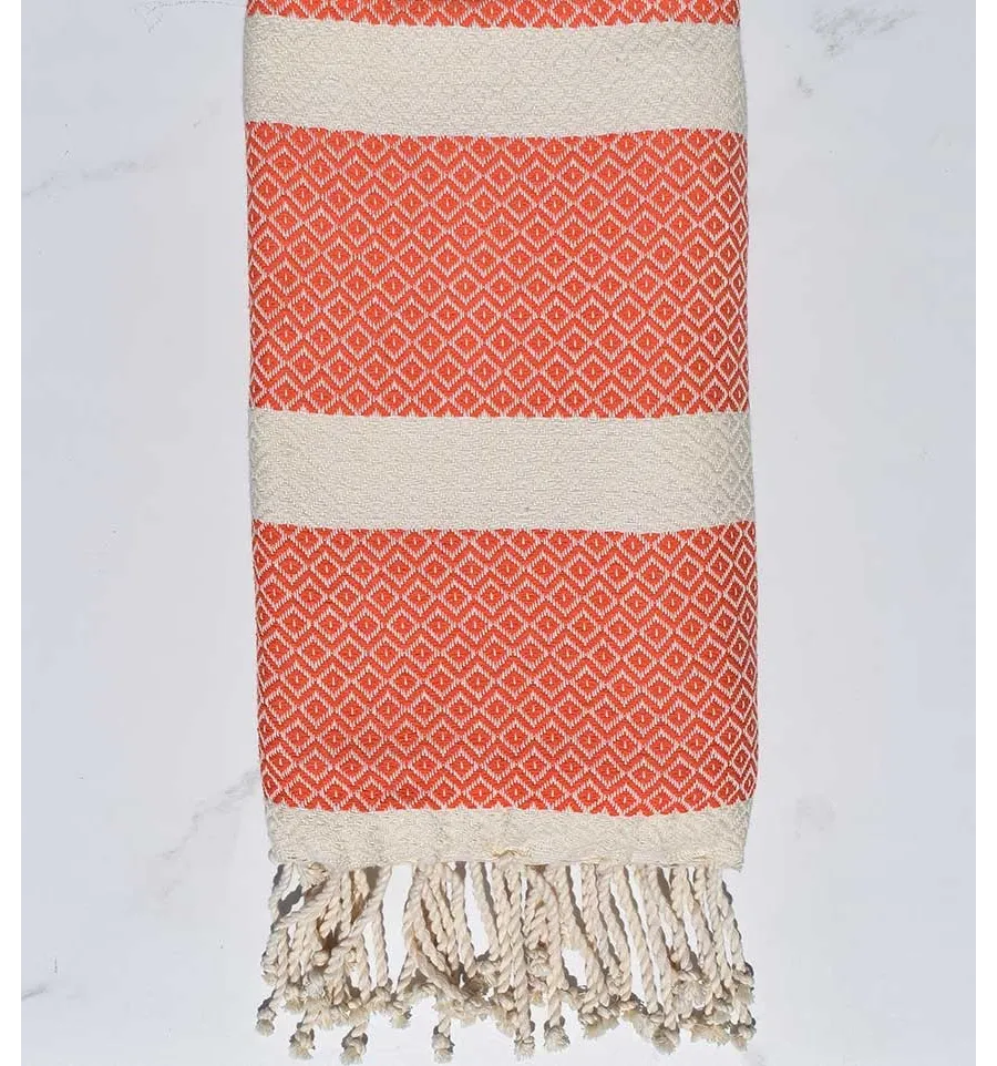 Toalla de playa chevron naranja y crudo Fouta Tunisia - 1