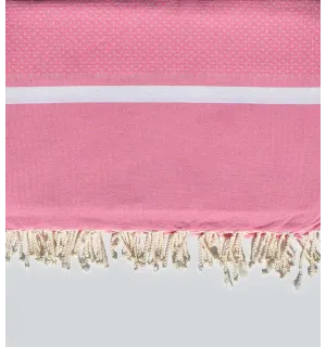 Fouta gigante rosa claro y blanco 2 m * 2,80 m Fouta Tunisia - 1