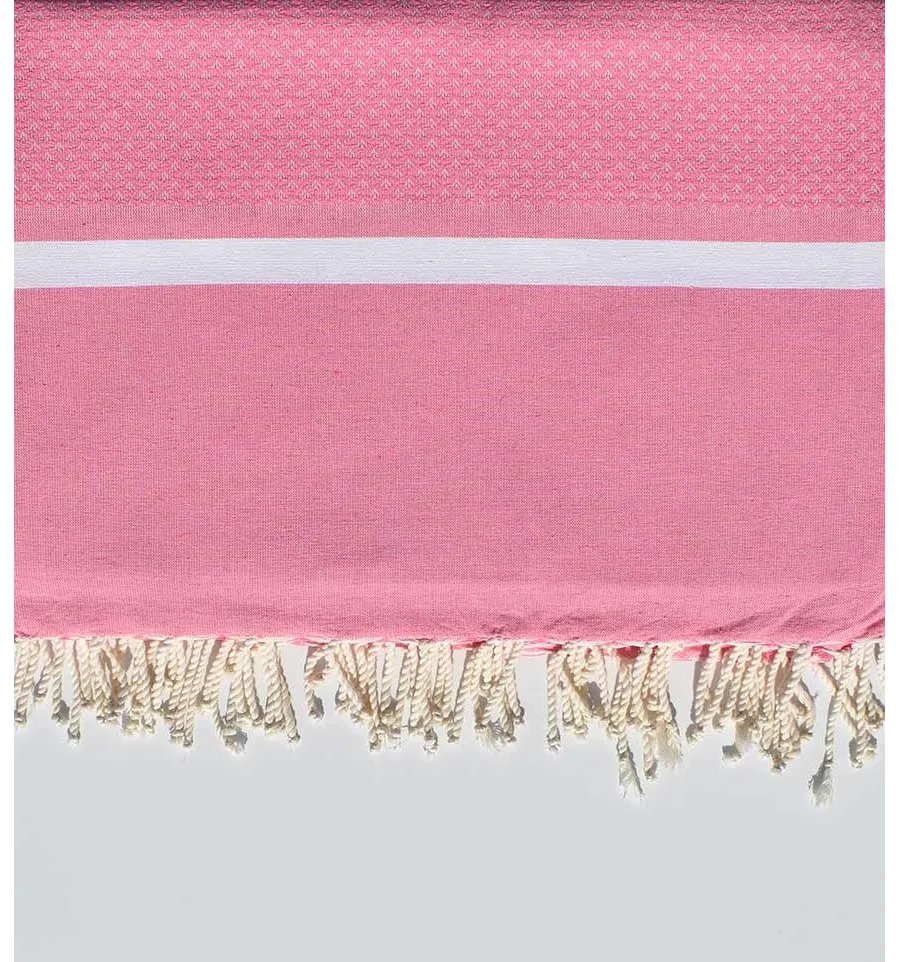 Fouta gigante rosa claro y blanco 2 m * 2,80 m Fouta Tunisia - 1