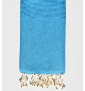 Fouta nido de abeja unido azul peladilla Fouta Tunisia - 1