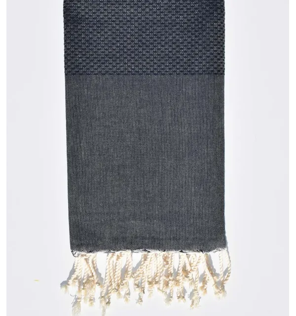 Fouta nido de abeja unido denim azul  - 1