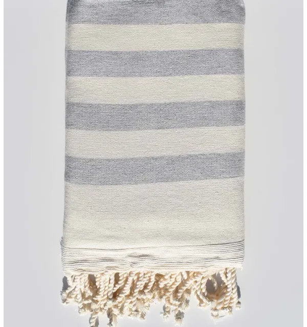 Toalla de playa esponja  blanco crema y gris Fouta Tunisia - 1