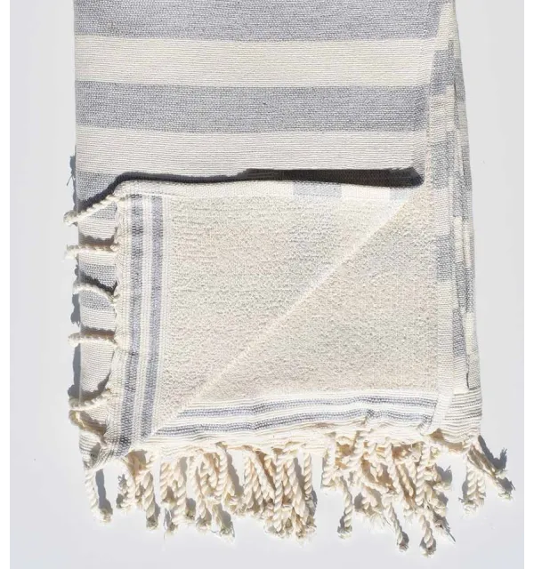 Toalla de playa esponja  blanco crema y gris Fouta Tunisia - 2