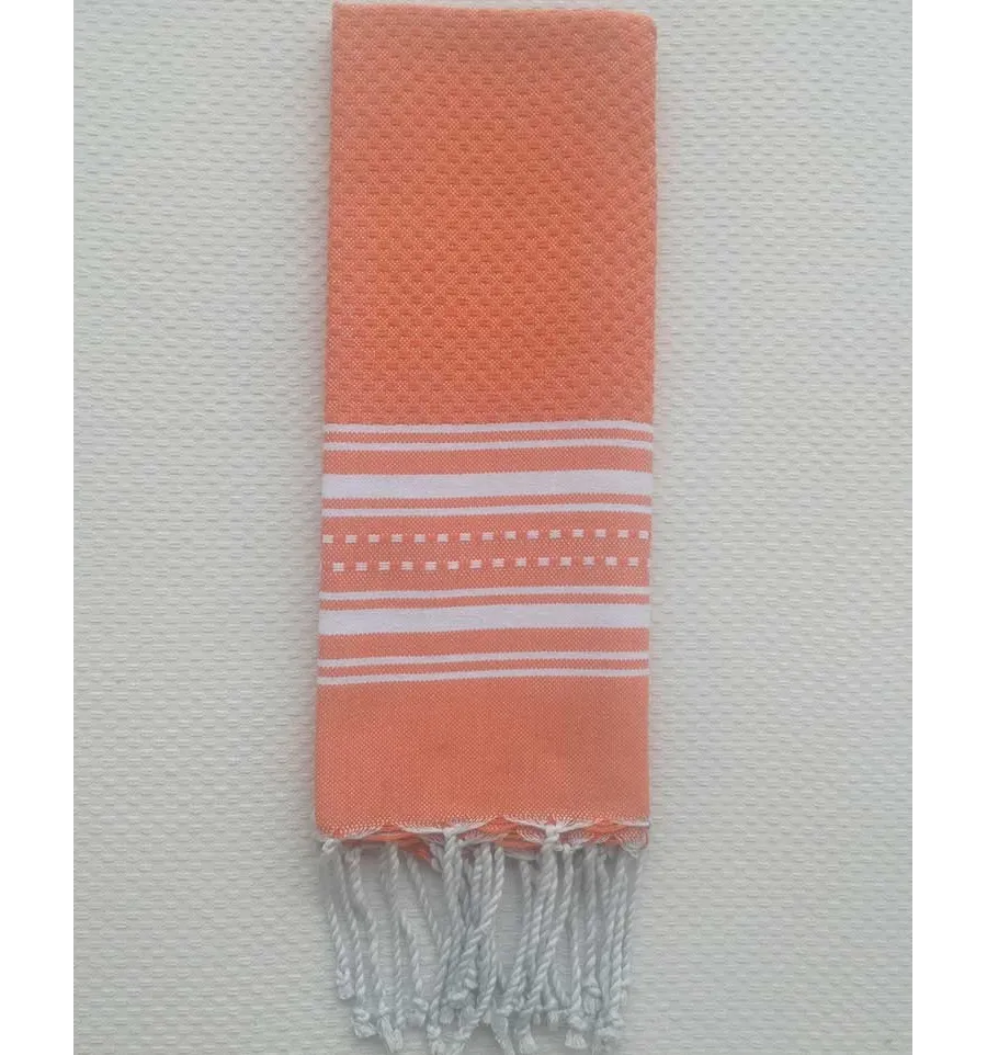 Mini toalla de color naranja y blanco Fouta Tunisia - 1