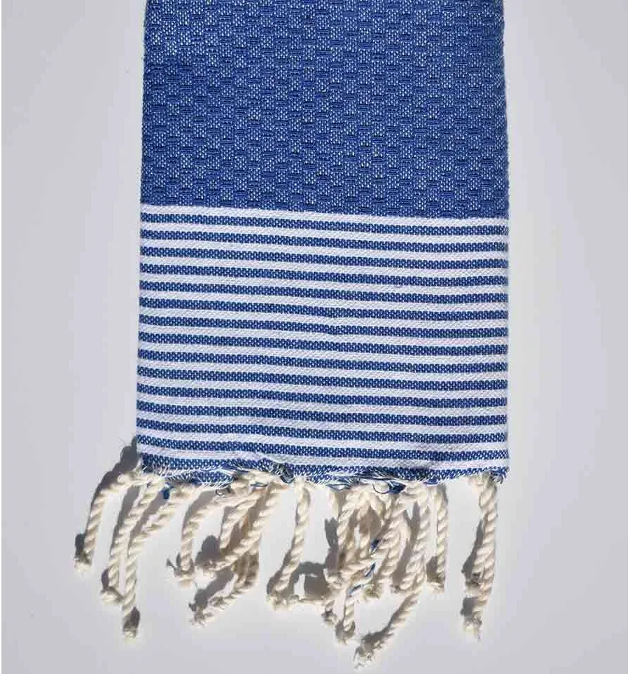 Juego de 10 servilletas azules con rayas Fouta Tunisia - 1