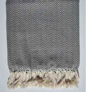 Plaid chevron gris pizarra Fouta Tunisia - 1