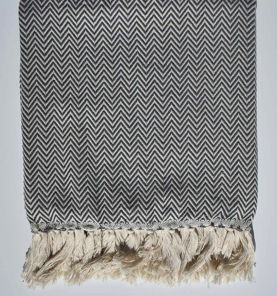 Plaid chevron gris pizarra Fouta Tunisia - 1