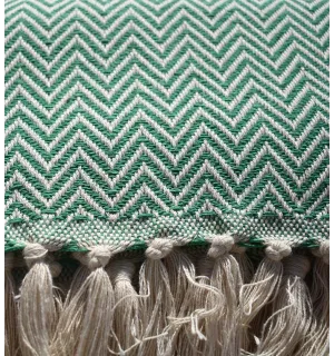 Plaid chevron verde hierba Fouta Tunisia - 1 2