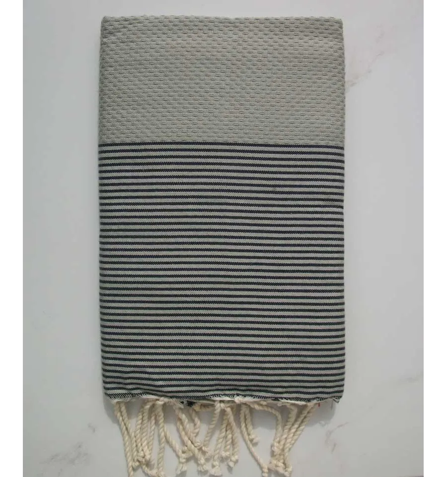 Fouta grigio greige righe grige scuro 