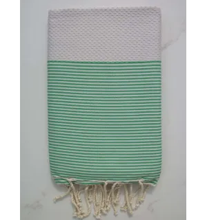 FOUTA NID D'ABEILLE Gris ardoise rayée blanc 