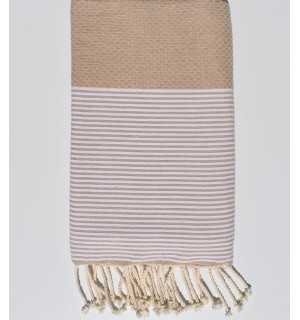 Toalla de playa plana beige Fouta Tunisia - 1