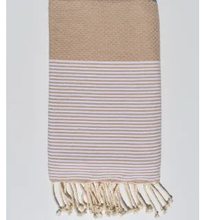 Toalla de playa plana beige Fouta Tunisia - 1