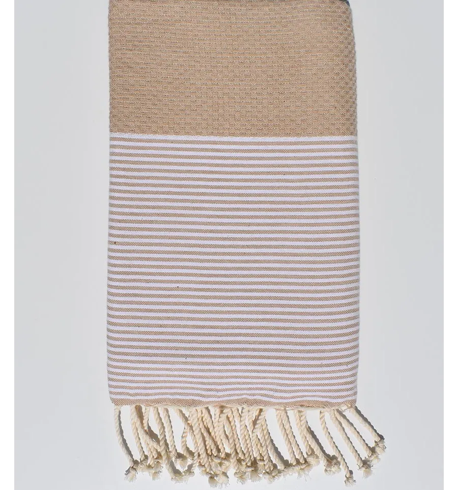 Toalla de playa plana beige Fouta Tunisia - 1